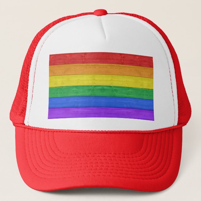 Casquette Drapeau en bois de SlipperyJoe's pride couleurs ar (Devant)