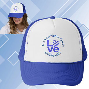 Casquette Drapeau grec en forme de cœur bleu AMOUR Personnal