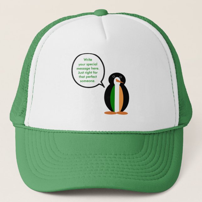 Casquette Drapeau Irlandais Ms. Penguin qui parle (Devant)