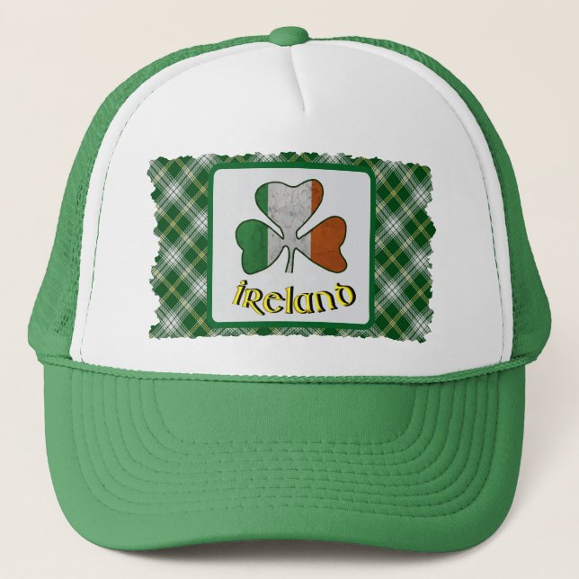 Casquette Drapeau irlandais Shamrock St Patrick Tartan (Devant)