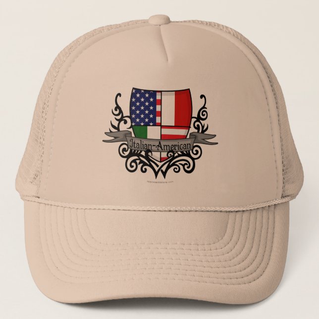 Casquette Drapeau Italien-Américain de bouclier (Devant)