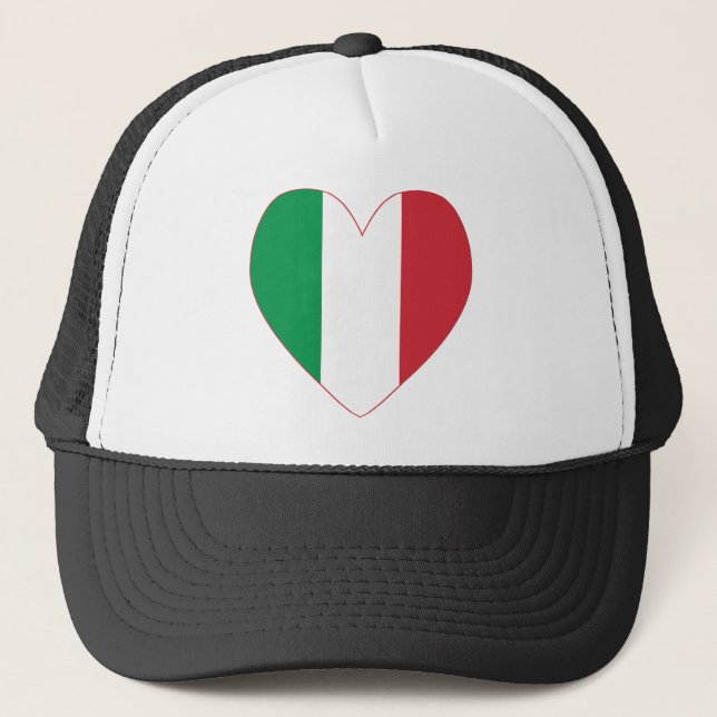 Casquette Drapeau italien cœur bordure rouge (Devant)