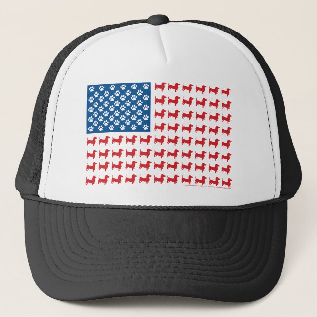 Casquette Drapeau patriotique Dachshund USA (Devant)