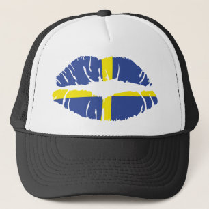 Casquette drapeau rouge à lèvres de baiser en suède