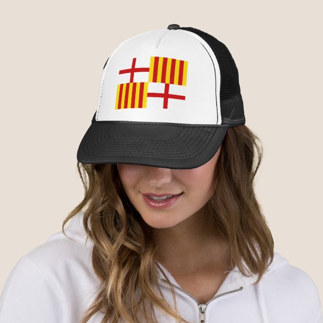 Casquette Drapeau Rouge Blanc Jaune Barcelone Art nationalis (En situation)