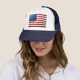 Casquette Drapeau rouge bleu étincelant AMÉRIQUE Personnalis