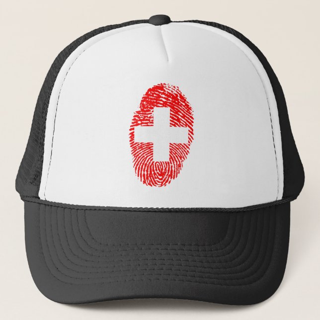 Casquette Drapeau Suisse empreintes digitales Country Pride (Devant)