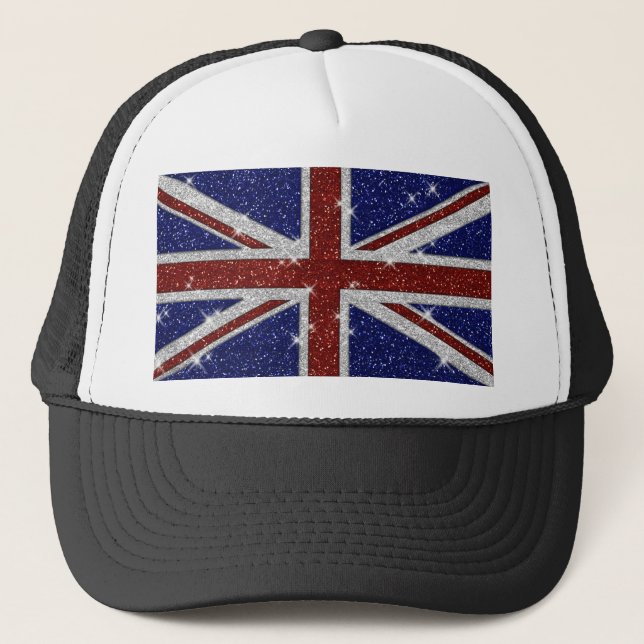 Casquette Drapeau Union Jack brillant parties scintillant (Devant)