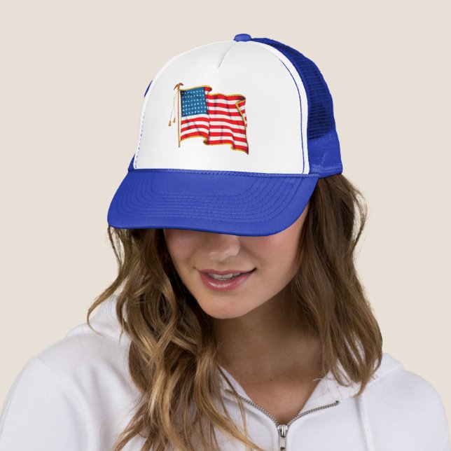 Casquette Drapeau vintage patriotique américain, le 4 juille (En situation)