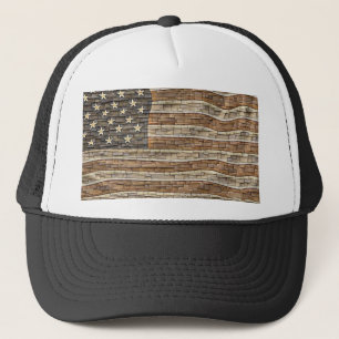 Casquette Drapeau vintage Patriotique USA sur mur de pierre