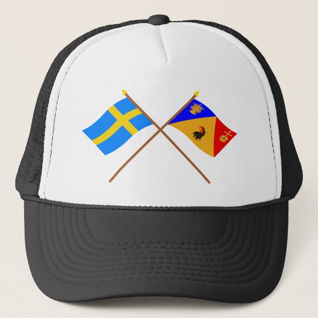 Casquette Drapeaux de län croisé de la Suède et du (Devant)