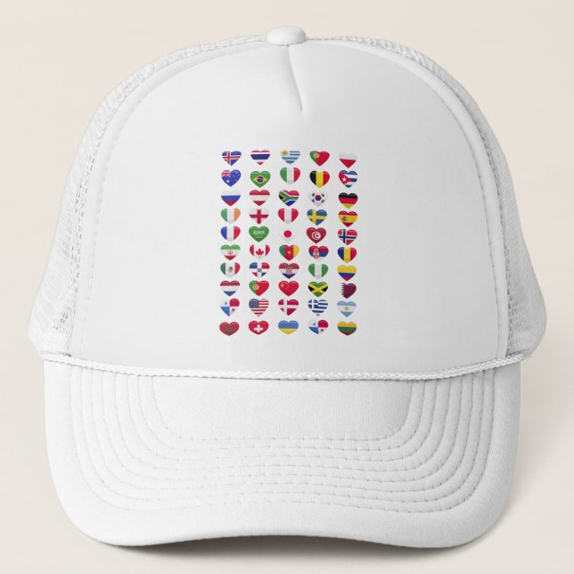 Casquette Drapeaux des pays en forme de cœur (Devant)