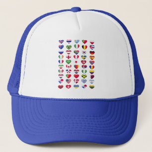 Casquette Drapeaux des pays en forme de cœur