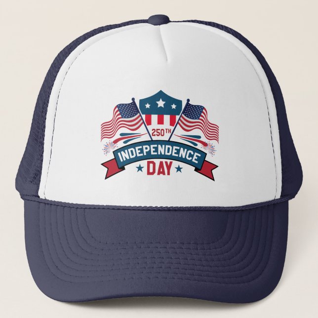 Casquette Drapeaux et feux d'artifice du 250e anniversaire d (Devant)