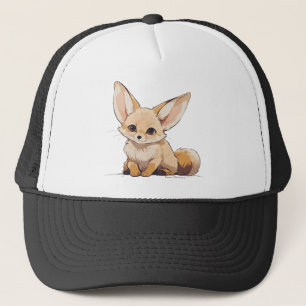 Casquette Drawing of a Fennec, Desert Fox, en dessin animé