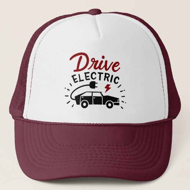 Casquette Drive Electric Red Black Automobile (Devant)