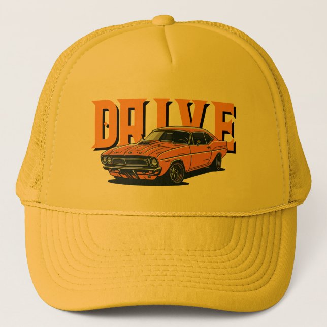 Casquette DRIVE – Orange Vintage Car Cap (Devant)