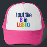 Casquette Drôle Bisexuel LGBTQ Humour arc-en-ciel<br><div class="desc">Je mets le B dans LGBTQ. Un petit humour bisexuel pour une grosse fille ou un type qui aime les deux sexes. Un cadeau mignon pour votre grand ami aux couleurs arc-en-ciel. Citation bisexuelle amusante.</div>
