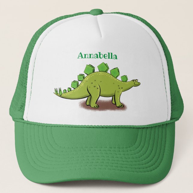 Casquette Drôle caricature de stegosaurus vert dinosaure (Devant)