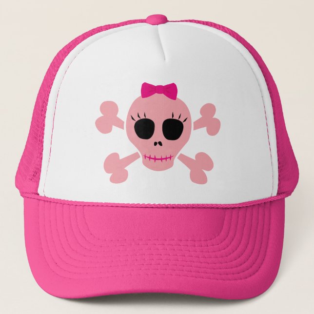 Casquette Drôle crâne rose (Devant)