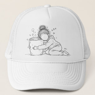 Casquette drôle de fille fatiguée qui enlace une t