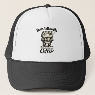 Casquette Drôle de Grenouille Grognon Buvant du Café
