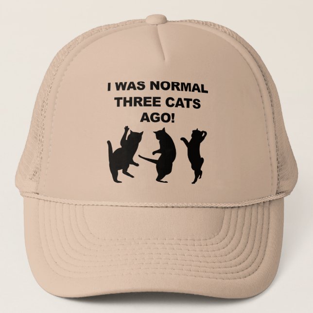 Casquette Drôle de Trois Chats Normaux Auparavant  (Devant)