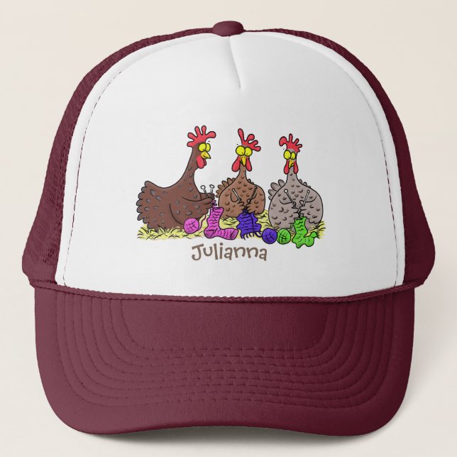 Casquette Drôle dessin animé de poulets de tricot (Devant)