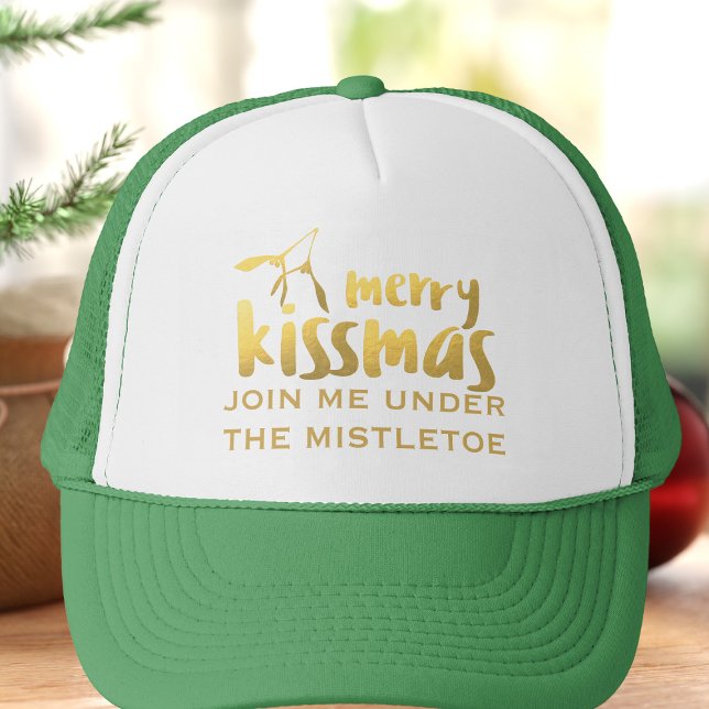 Casquette Drôle Festif Mistletoe Kisser Trucker Chapeau (There's always room for more christmas kisses and this is the hat to wear)