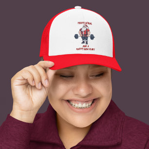 Casquette Drôle Fitness Noël Vies de Noël Barbell Père Noël