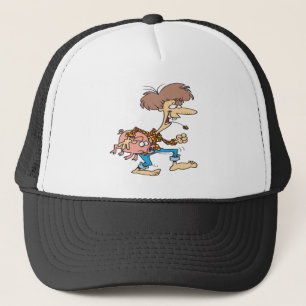 Casquette drôle hillbilly rouge cou avec dessin animé de coc
