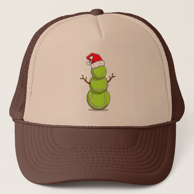 Casquette Drôle joueur de tennis Snowman cadeau de Noël (Devant)
