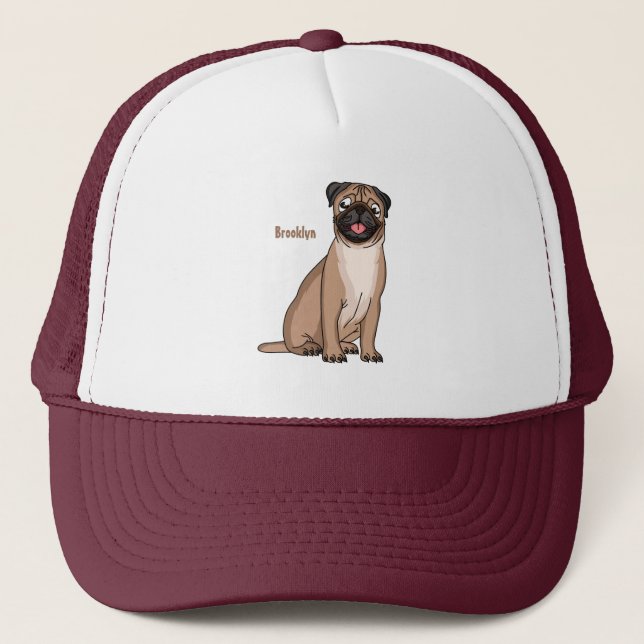 Casquette Drôle joyeux dessin animé de chien de carlin (Devant)