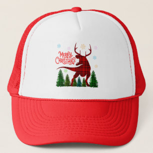 Casquette drôle joyeux noël dinosaure cerf carreaux