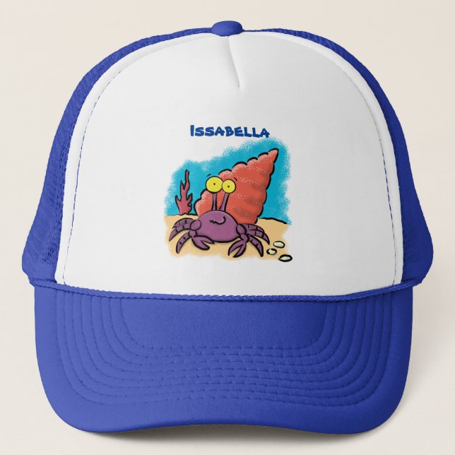 Casquette Drôle mignon caricature pourpre crabe ermite (Devant)