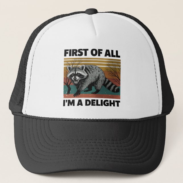 Casquette Drôle Raccoon Citation - Tout d'abord je suis un p (Devant)