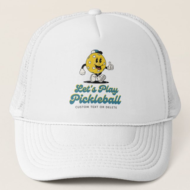 Casquette Drôle Retro Pickleball Mascot Texte personnalisé (Devant)