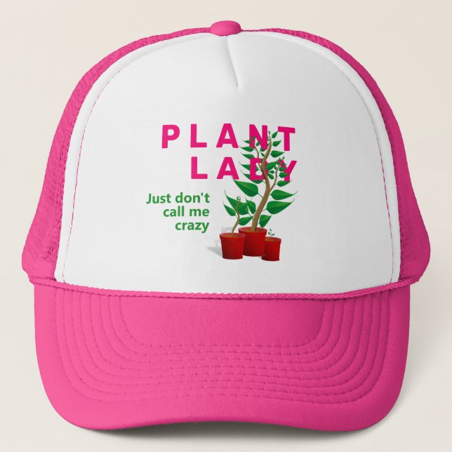 Casquette Drôle rose CRAZY PLANTE LADY (Devant)