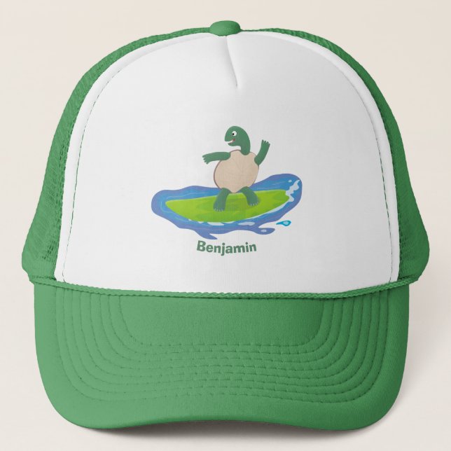 Casquette Drôle tortue vague de surf dessin animé (Devant)