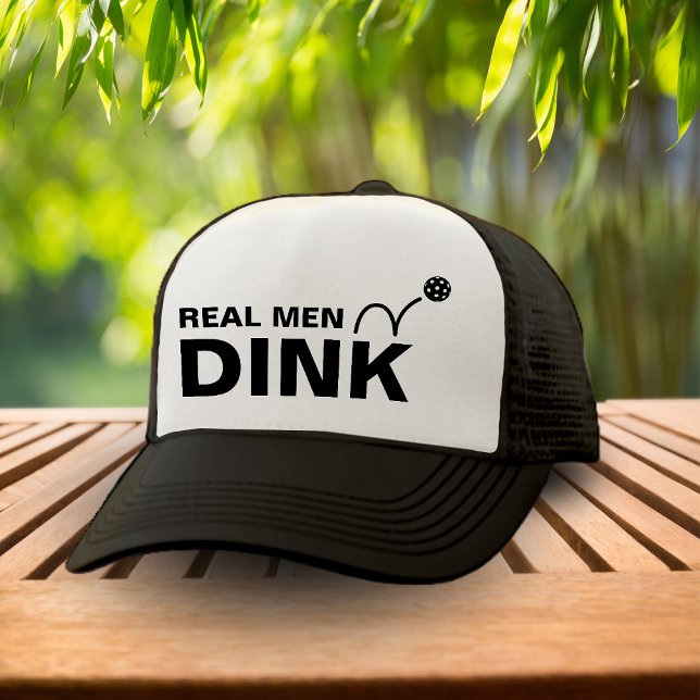 Casquette Drôle Vrai Hommes Dink Blanc & Black Pickleball (Funny Real Men Dink White & Black Pickleball Trucker Hat)