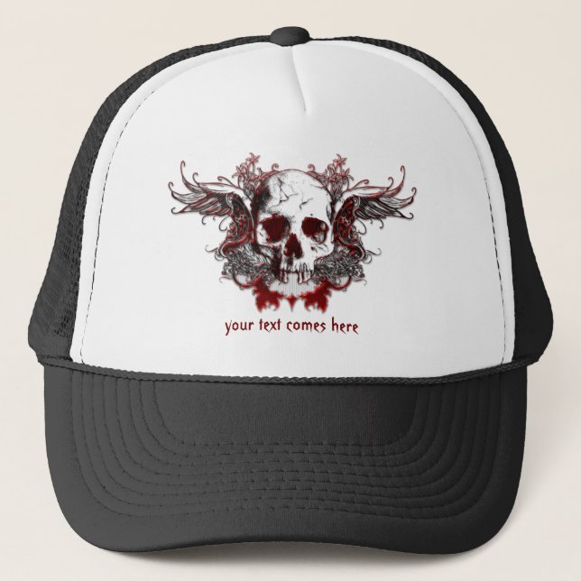 casquette du crâne rouge foncé (Devant)