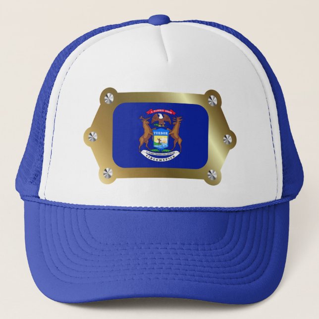 Casquette du drapeau encadré du Michigan (Devant)