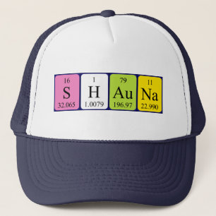 casquette du nom de la table périodique Shauna