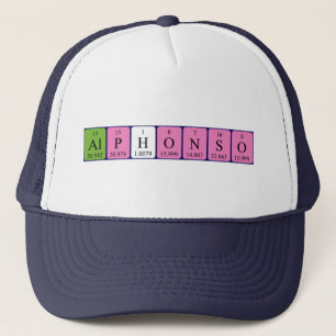 Casquette du nom de table périodique Alphonso
