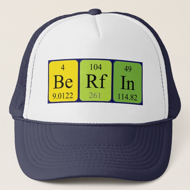 Casquette du nom de table périodique Berfin (Devant)