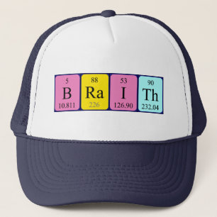 Casquette du nom de table périodique Braith