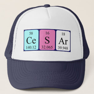Casquette du nom de table périodique Cesar
