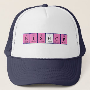 Casquette du nom de table périodique de l'évêque