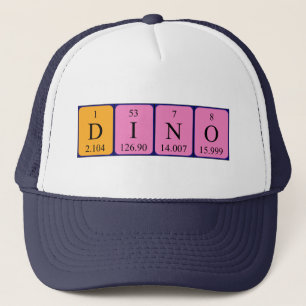 Casquette du nom de table périodique Dino