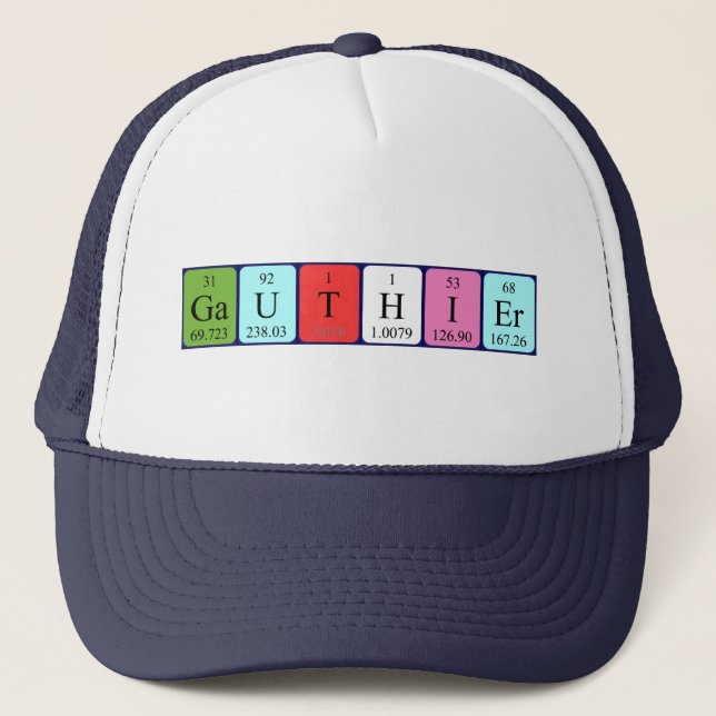 Casquette du nom de table périodique Gauthier (Devant)